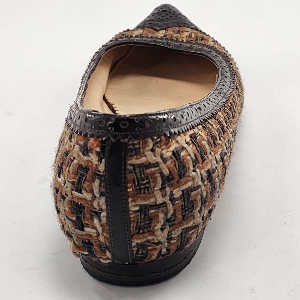 OSCAR DE LA RENTA Brown Black Tweed Pointed Toe Flats Size 7