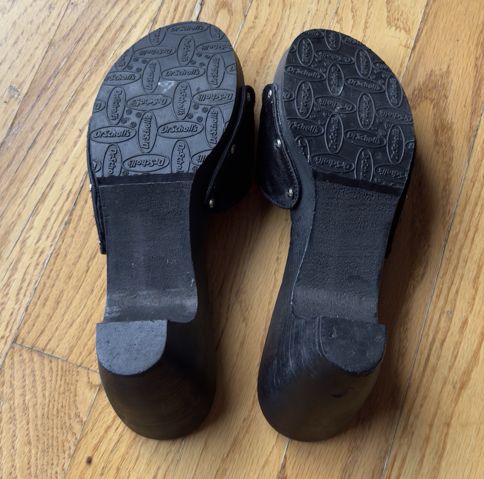Dr. Scholl’s Original Black Wooden Slide Sandals Women’s Size 8 Made in Italy