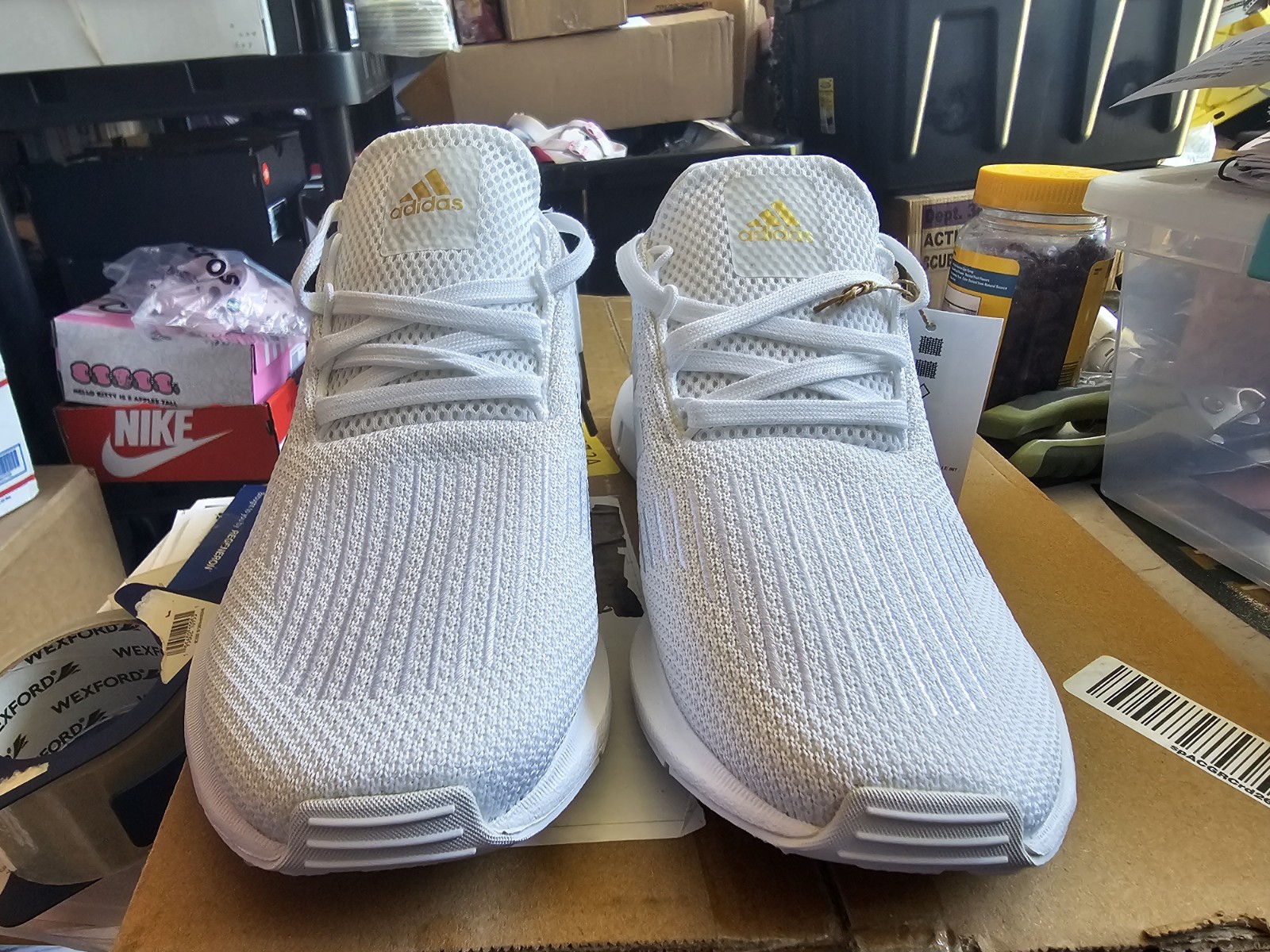 adidas Swift Run 1.0 IE7480 Cloud White Lace Up Knit Women’s Low Top Sneaker