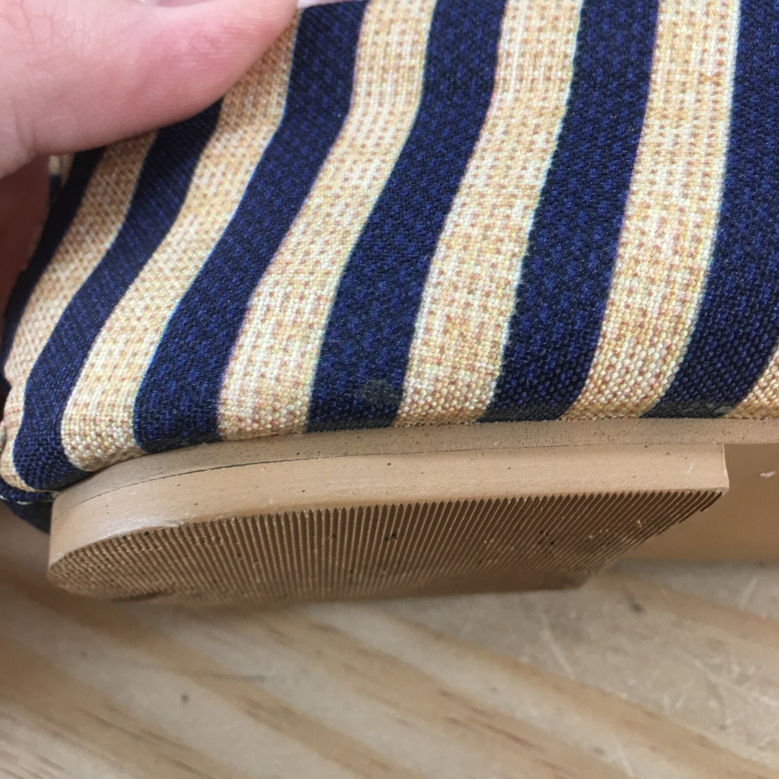 Loly In The Sky Shoes Womens 9 Ballet Flats Blue Yellow Striped Casual Slip On