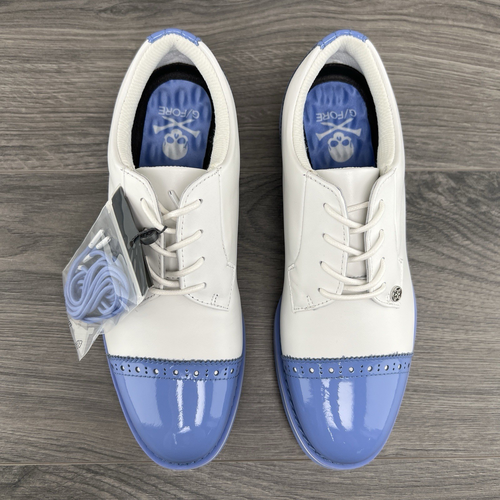 G/Fore Ladies Cap Toe Gallivanter Size 7.5 Womens White Vista Blue Golf Shoes