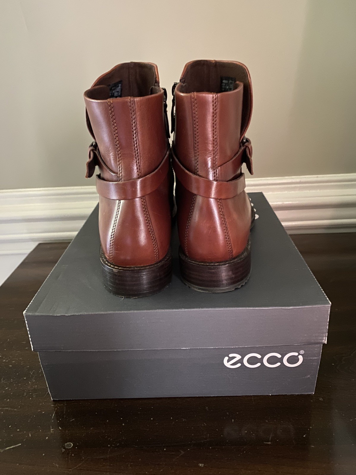 Ecco Women’s Sartorelle 25 Ankle Boot Side Zip EU 41 US 10-10.5 Cognac Brown