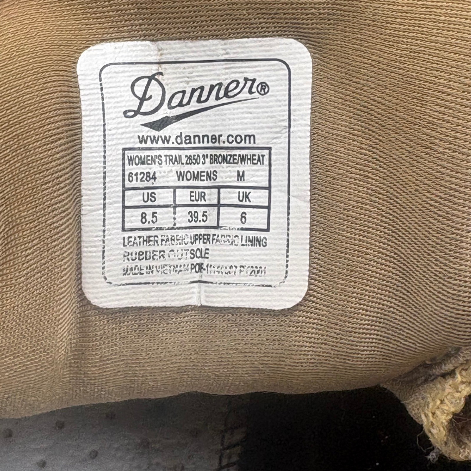 Danner Trail 2650 Womens 8.5 Bronze Wheat Hiking Shoes Vibram 61284 Low Top