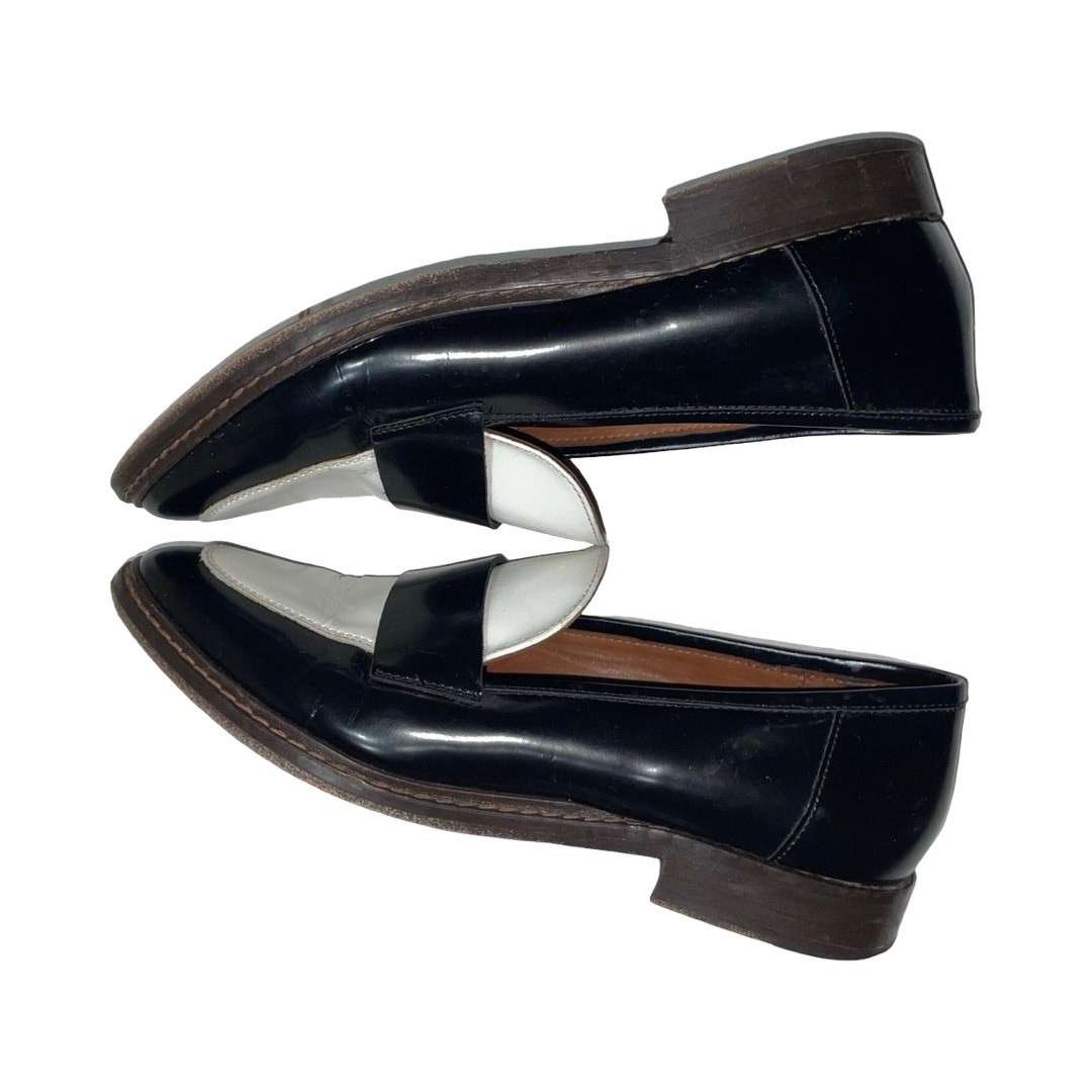 Bimba & Lola Black White Patent Leather Loafers Size: EU 38 US 7.5
