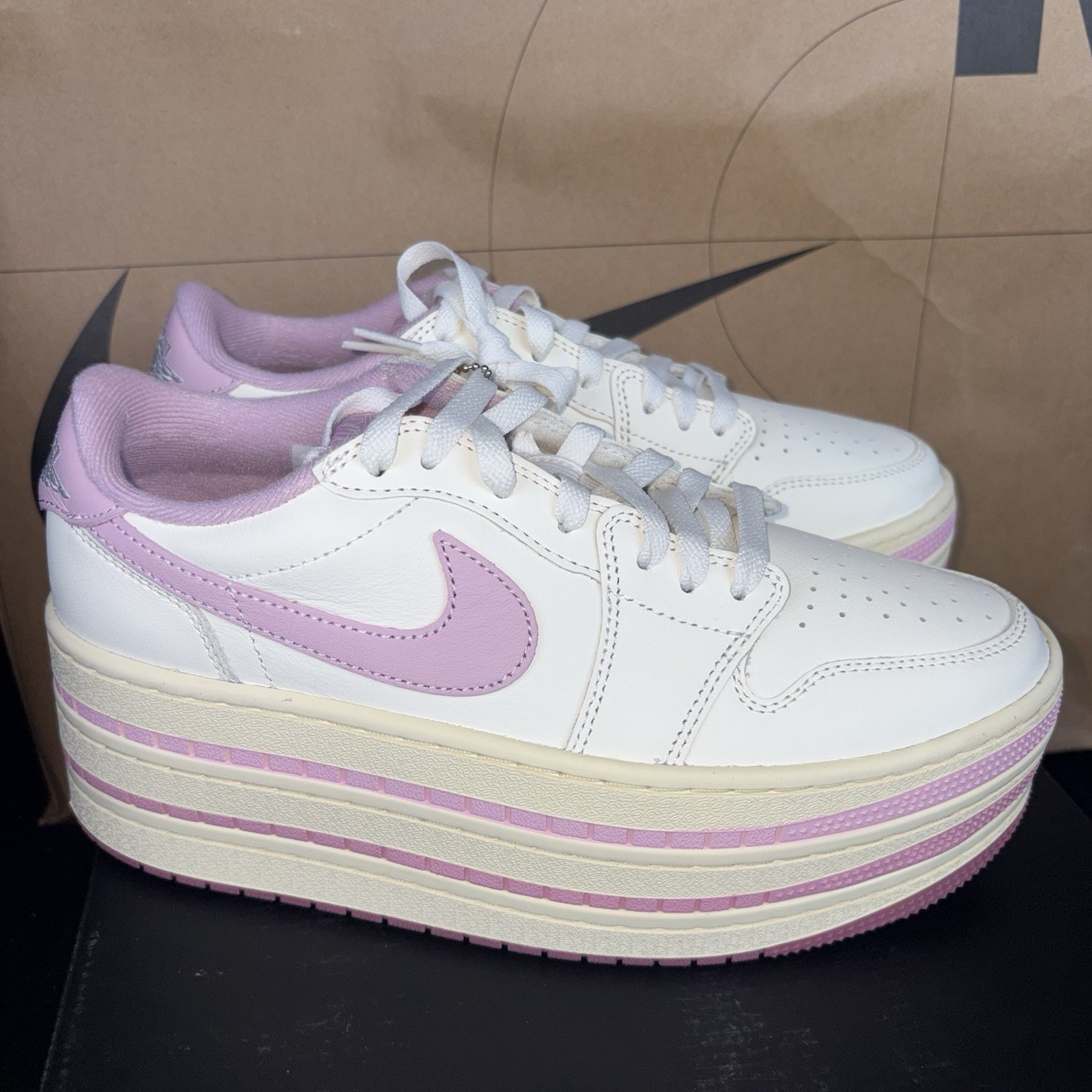 NEW Nike Air Jordan 1 Triple Stack Pale Ivory Pink NBY HV8288-101 Women Size 7.5