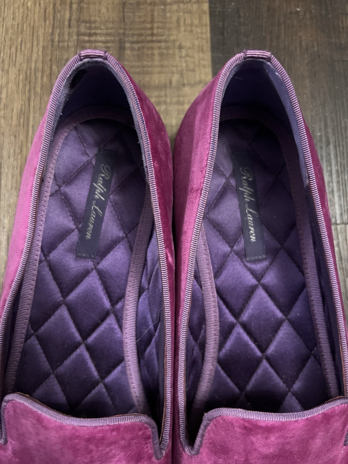 Ralph Lauren Purple Label Alonzo Embroidered Velvet Loafers Slippers-Size 8