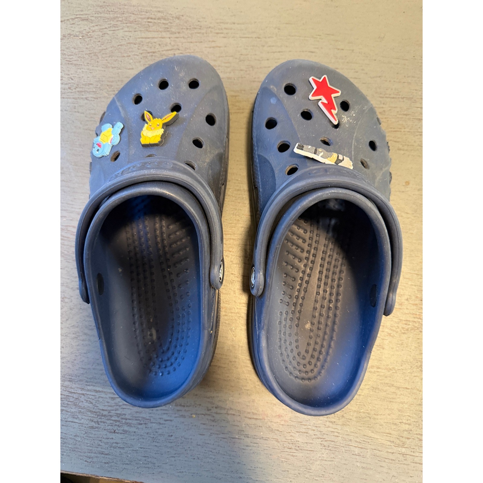 Crocs Classic Clogs Blue Pokemon Jibbitz Charms Mens 6 Womens 8 Slip On Shoes