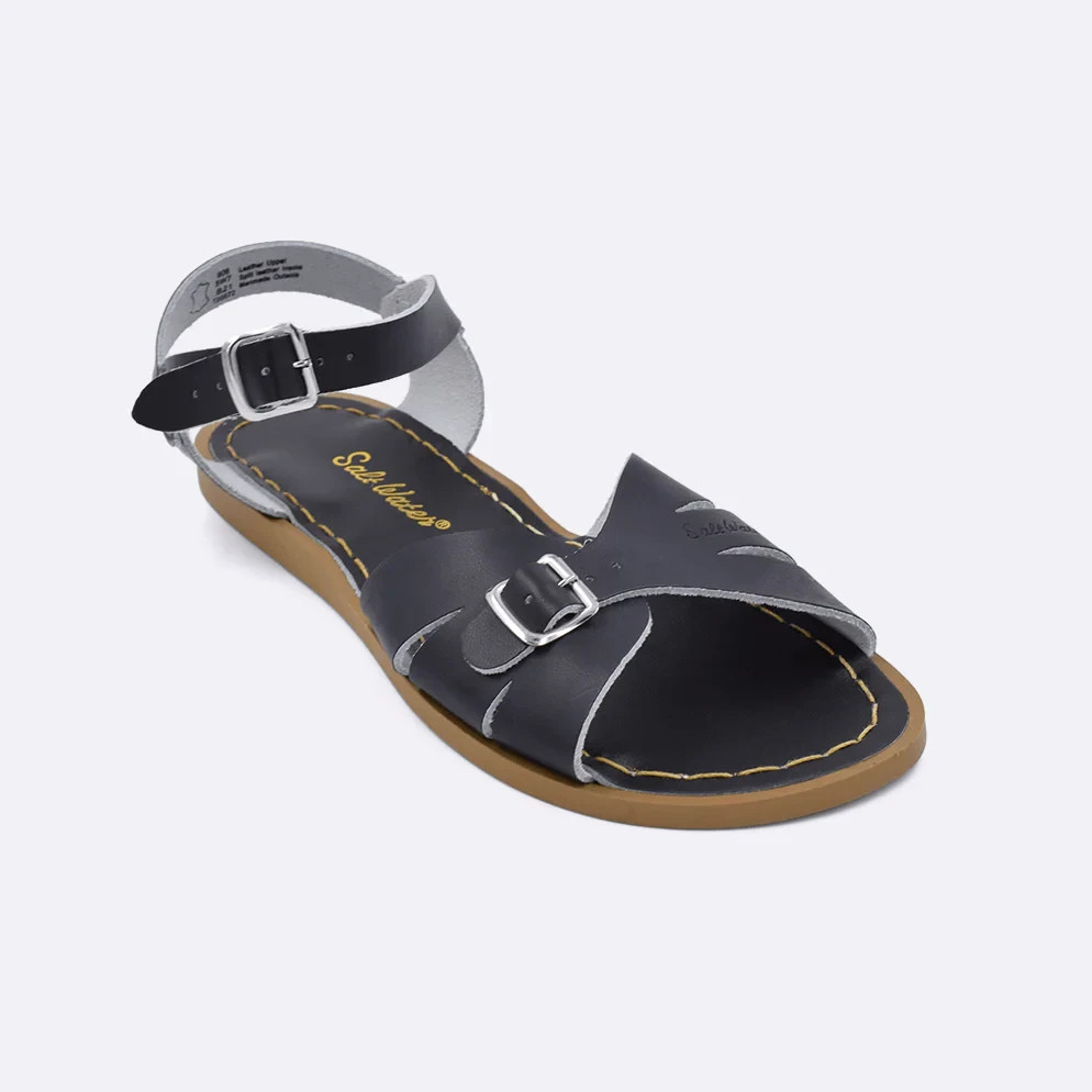 HOY SALT WATER CLASSIC ADULT WATER FRIENDLY BLACK LEATHER SANDAL WOMENS 8