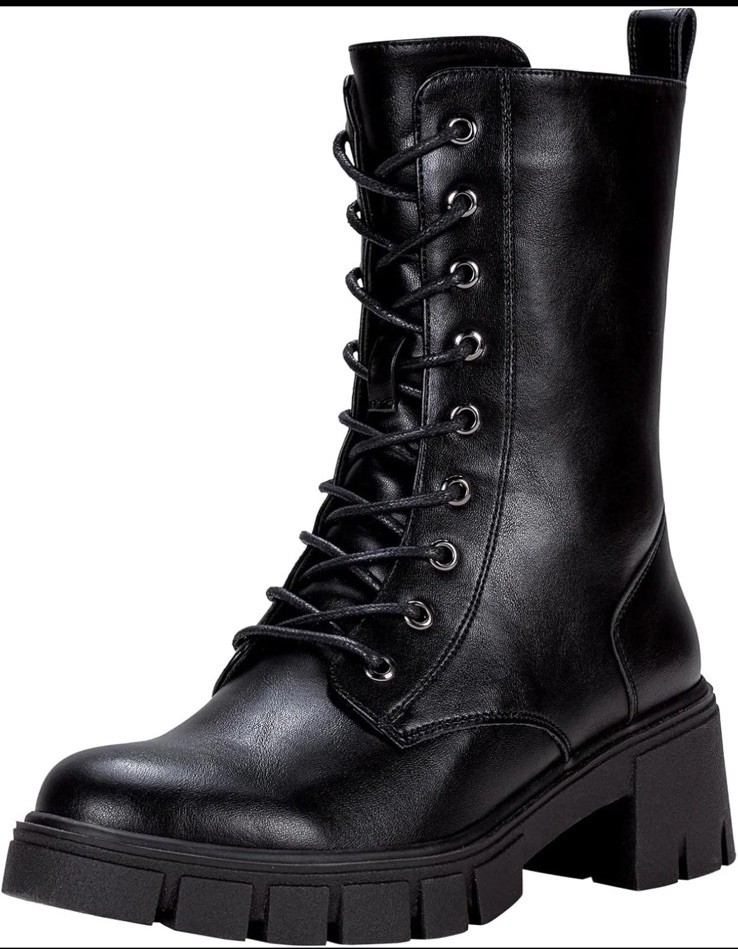 Vepose Women’s 11 Mid Calf Combat Boots Chunky Platform Boot New