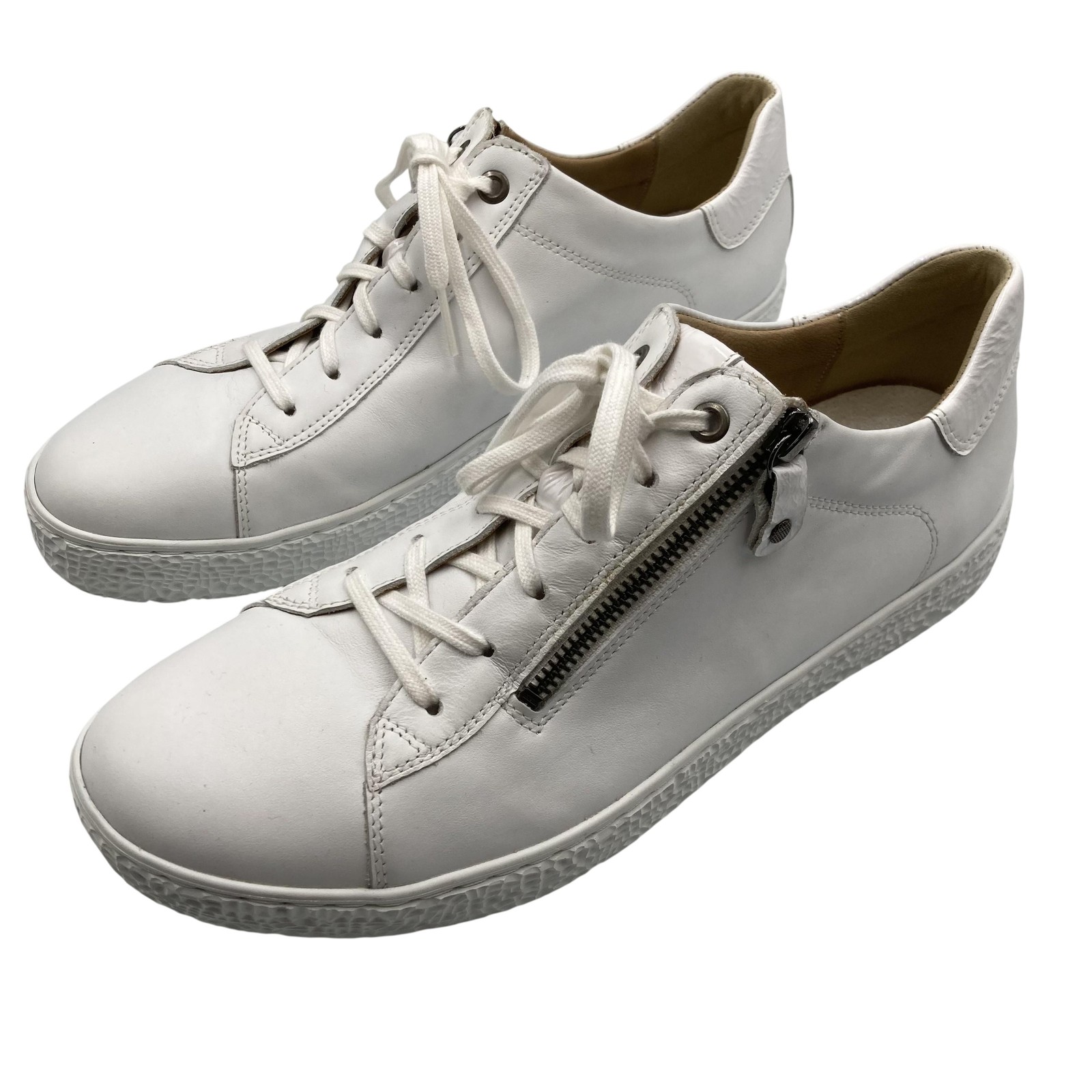 Hartjes Shoes Womens AU 9 EU 40 White Leather Zip Lace Casual Sneaker EXTRALIGHT