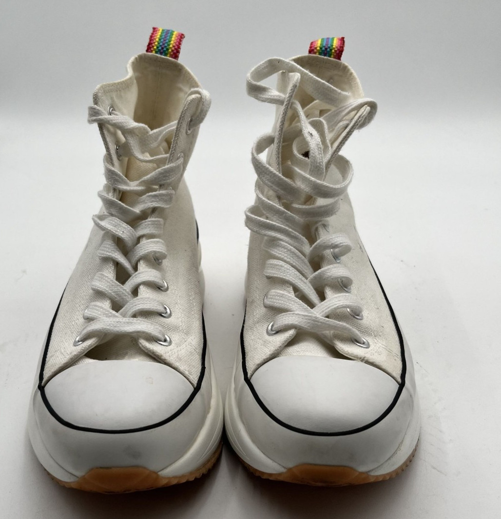 Madden Girl White High-Top Platform Sneakers With Rainbow Pull Tab Size 8