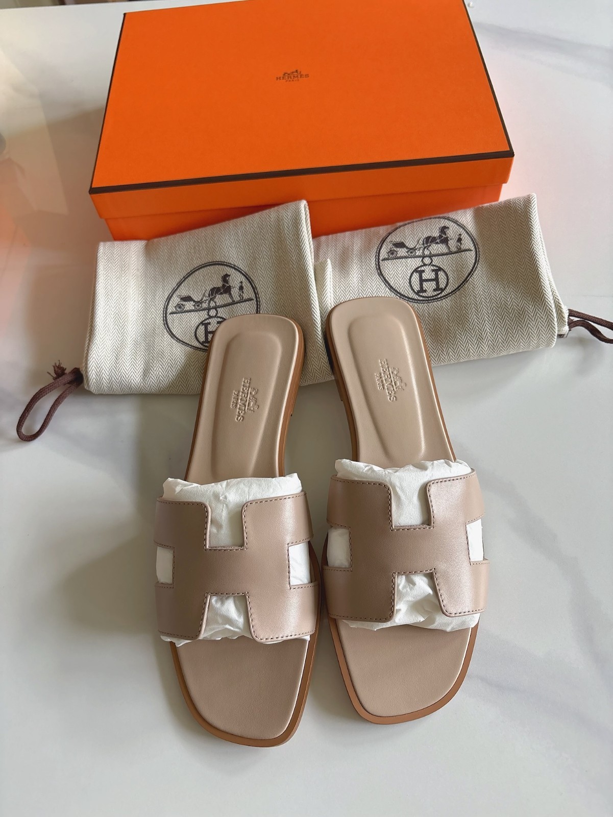 brand new hermes oran sandal beige cream camel nude multiple size 37 38 39 40 41