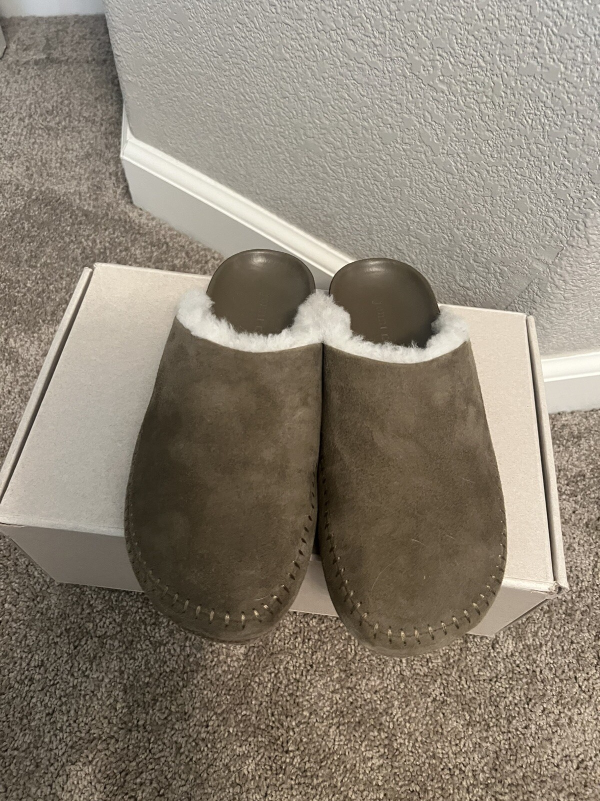 Jenni Kayne Shearling-Lined Moc Clog Sz. 38! Olive Green