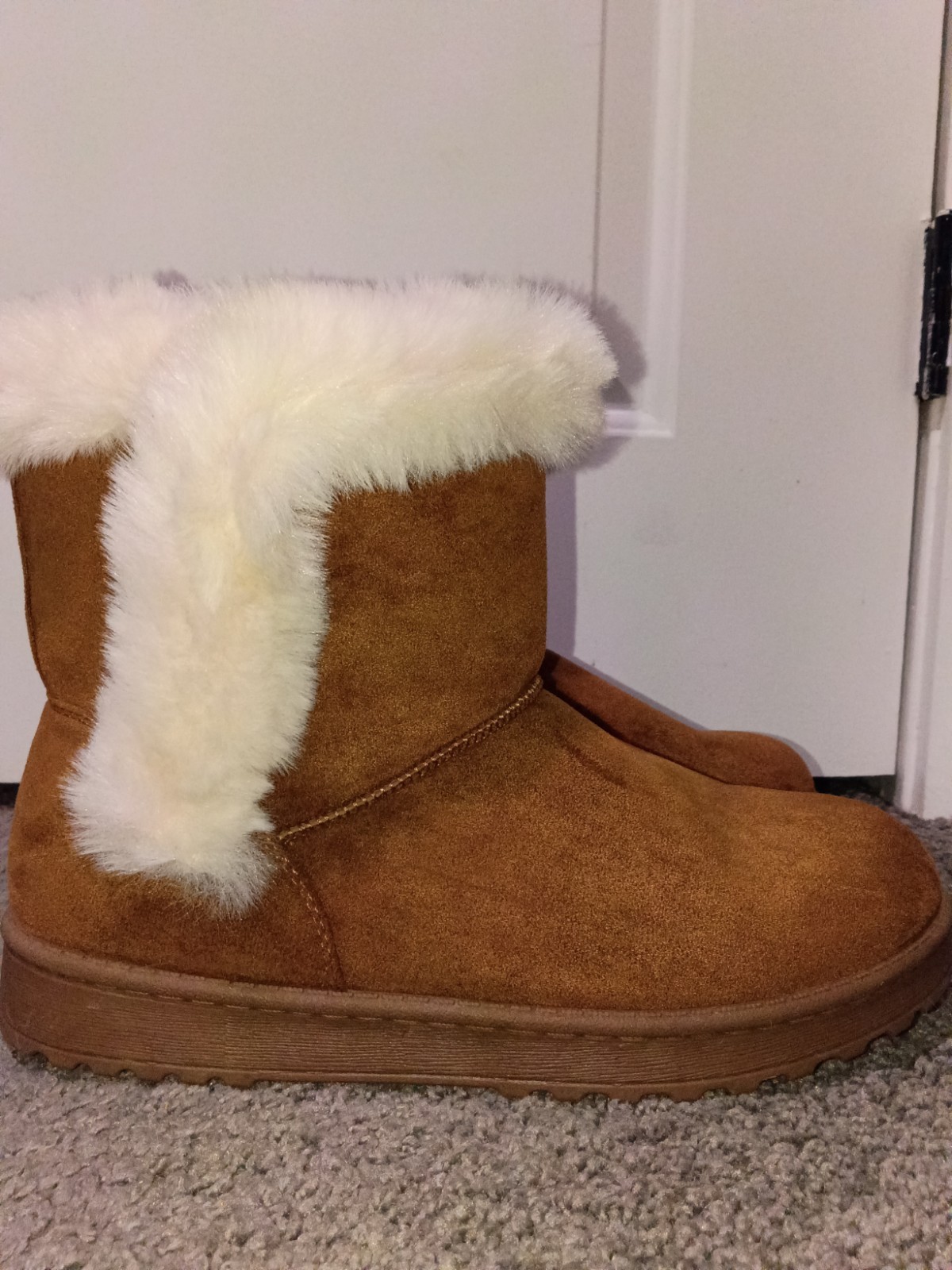 Sonoma Paulina Womens Faux Suede Fur Trim Lined Pull-On Ankle Bootie 9.5