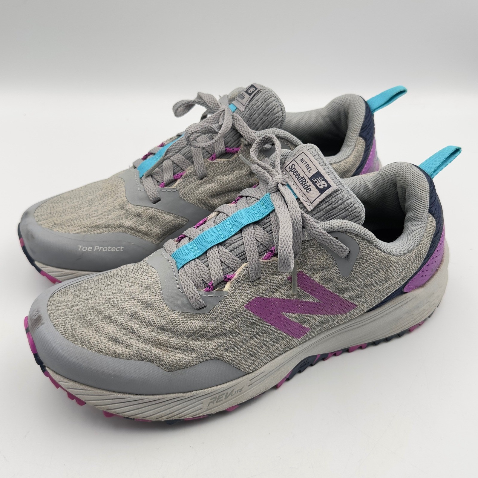 New Balance Nitrel SpeedRide Women 8 Trail Running Shoes Grey Purple All Terrain