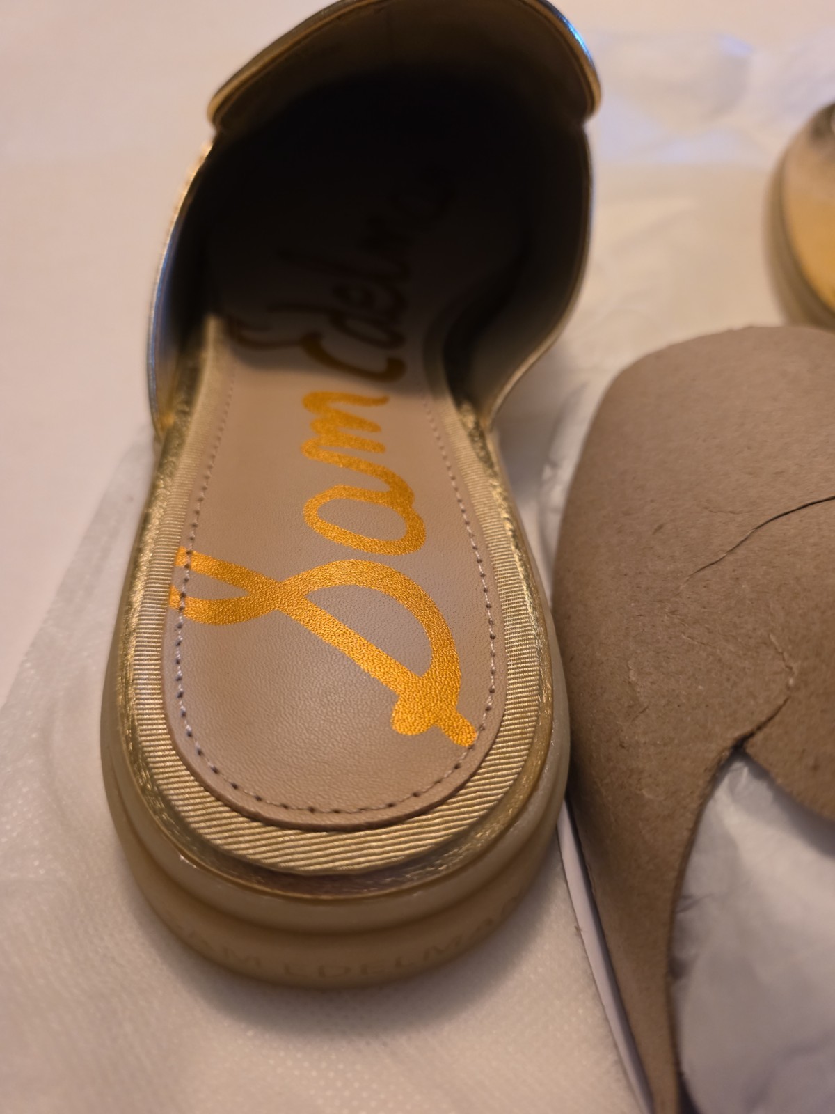 Sam Edelman Kira Mule Gold Metallic Leather Woman’s Size 10M Slip On Sandals