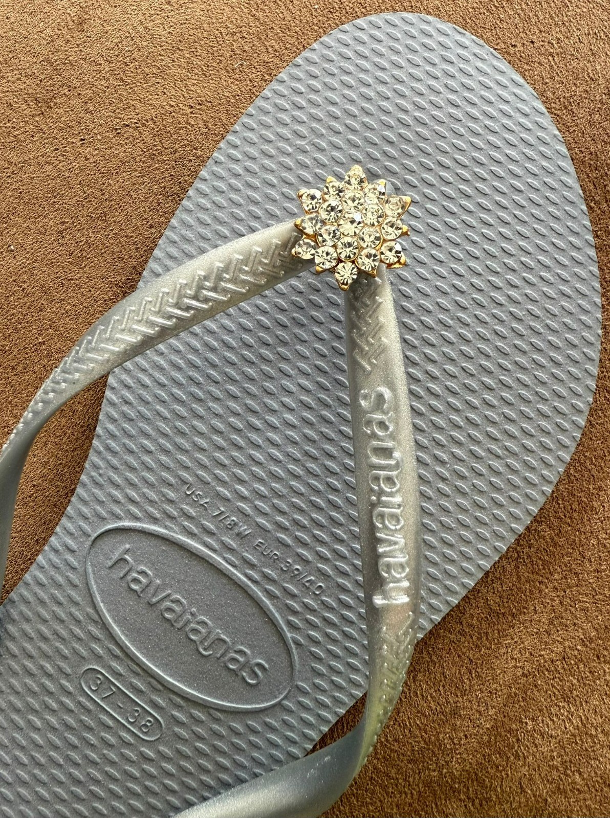 Havaianas Slim Flip Flops Women with Flower Crystal and Personalized Charm