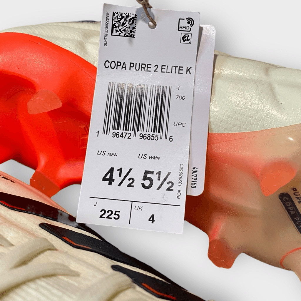 Adidas Copa Pure 2 Plus+ FG Ivory Core Black Solar Red Mens size 4.5/ Womens 5.5