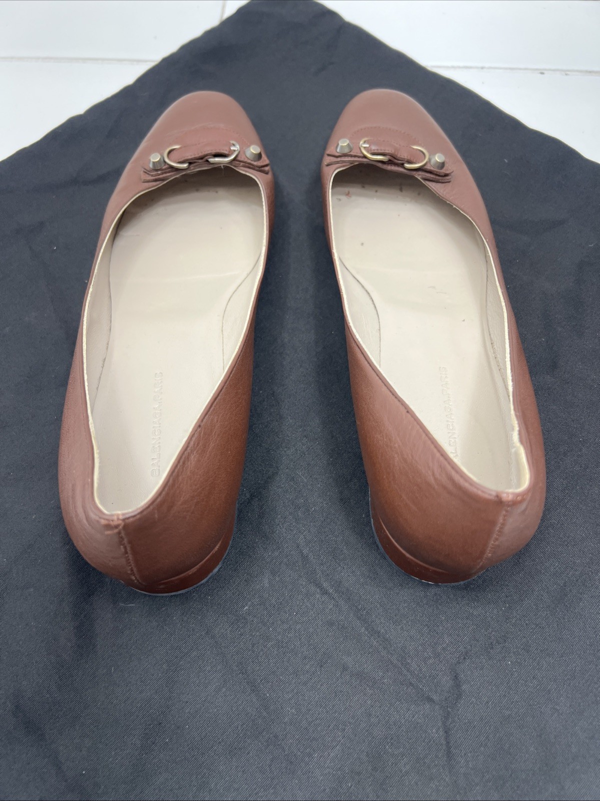 Balenciaga City 41 Ballet Low Pumps Studded Mules Slip On Smoking Loafers Mules