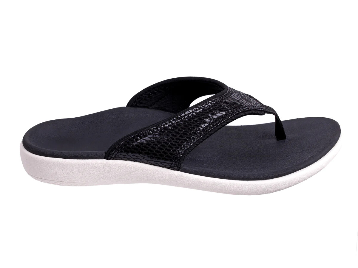 Spenco Women’s Yumi Gecko Black Thong Flip Flop Medium