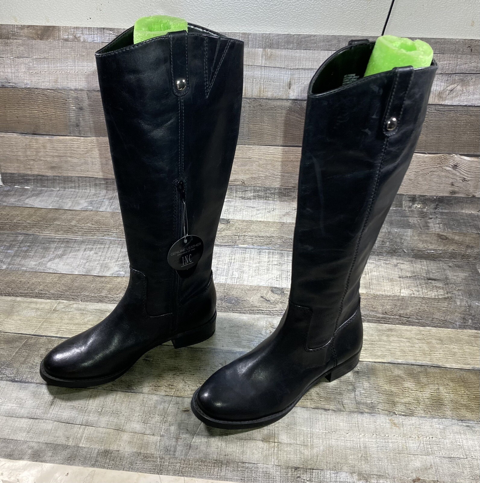 INC International Concepts Fawne Black Leather Knee High Boots Women’s US 6 M