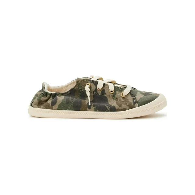 Time and Tru Women’s 7W Camo Scrunch Back Sneaker No Tie Canvas Fabric