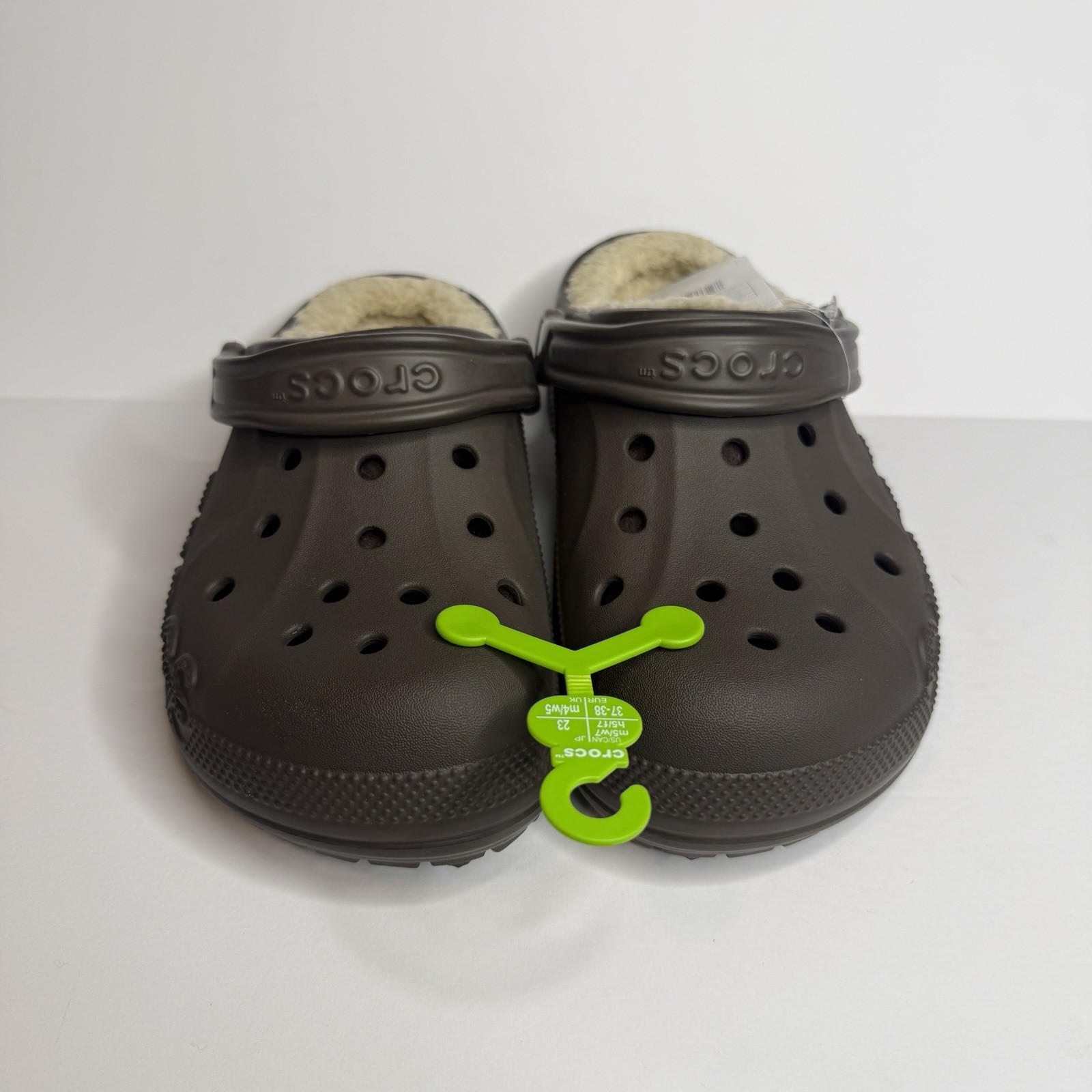 NWT Crocs Baya Lined Clog Espresso Brown Mens 5 Womens 7 Faux Fur 205969-206
