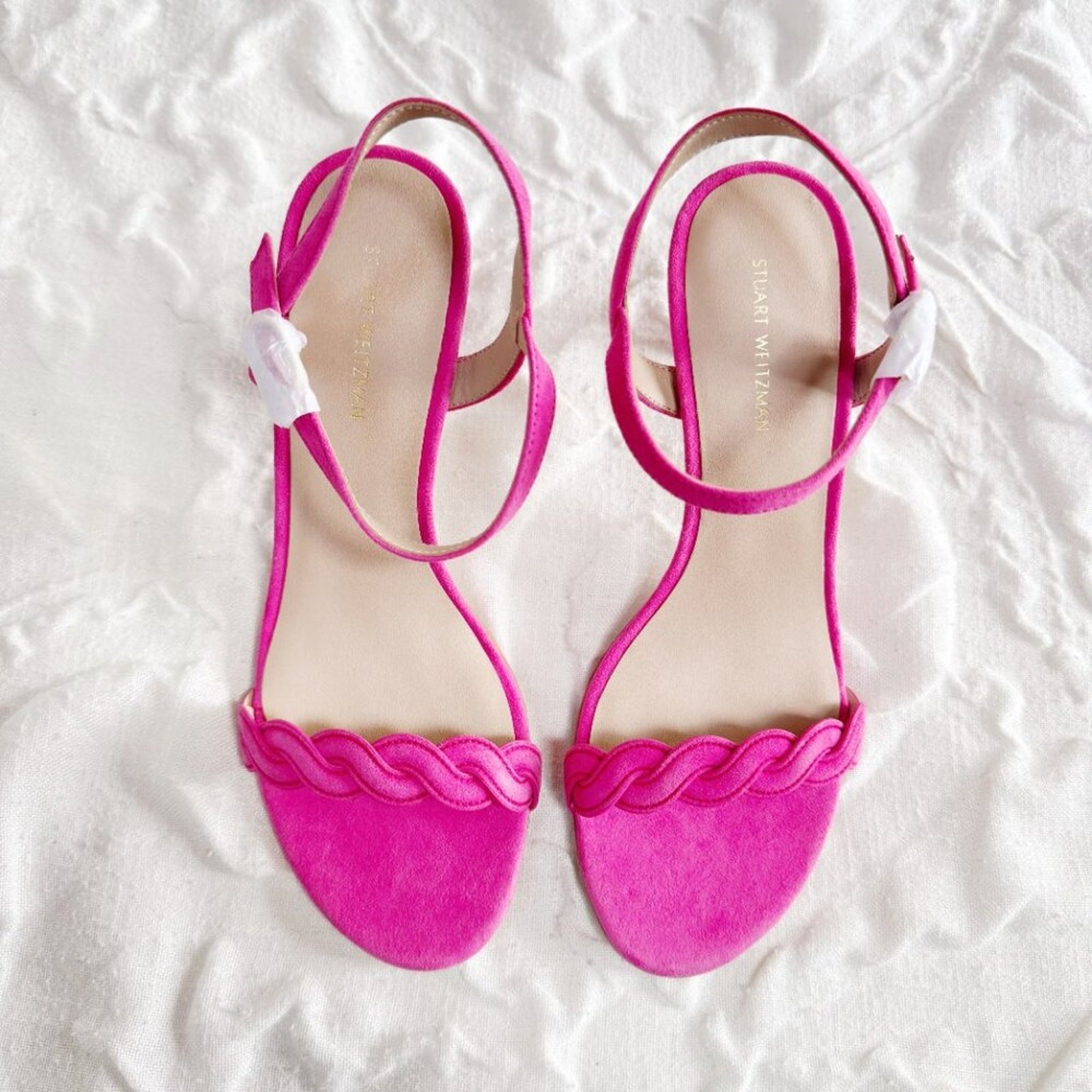Stuart Weitzman Dancer Twistie 100 Suede Sandal In Pink Size 7.5