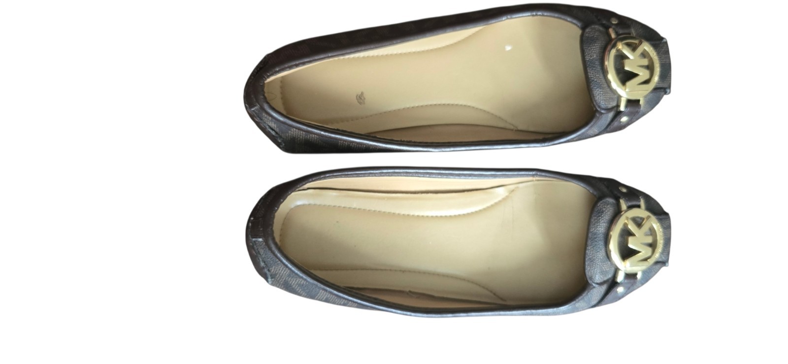 Michael Kors Fulton Brown Leather MK Logo Ballet Flats Shoes- Womens Size 7M