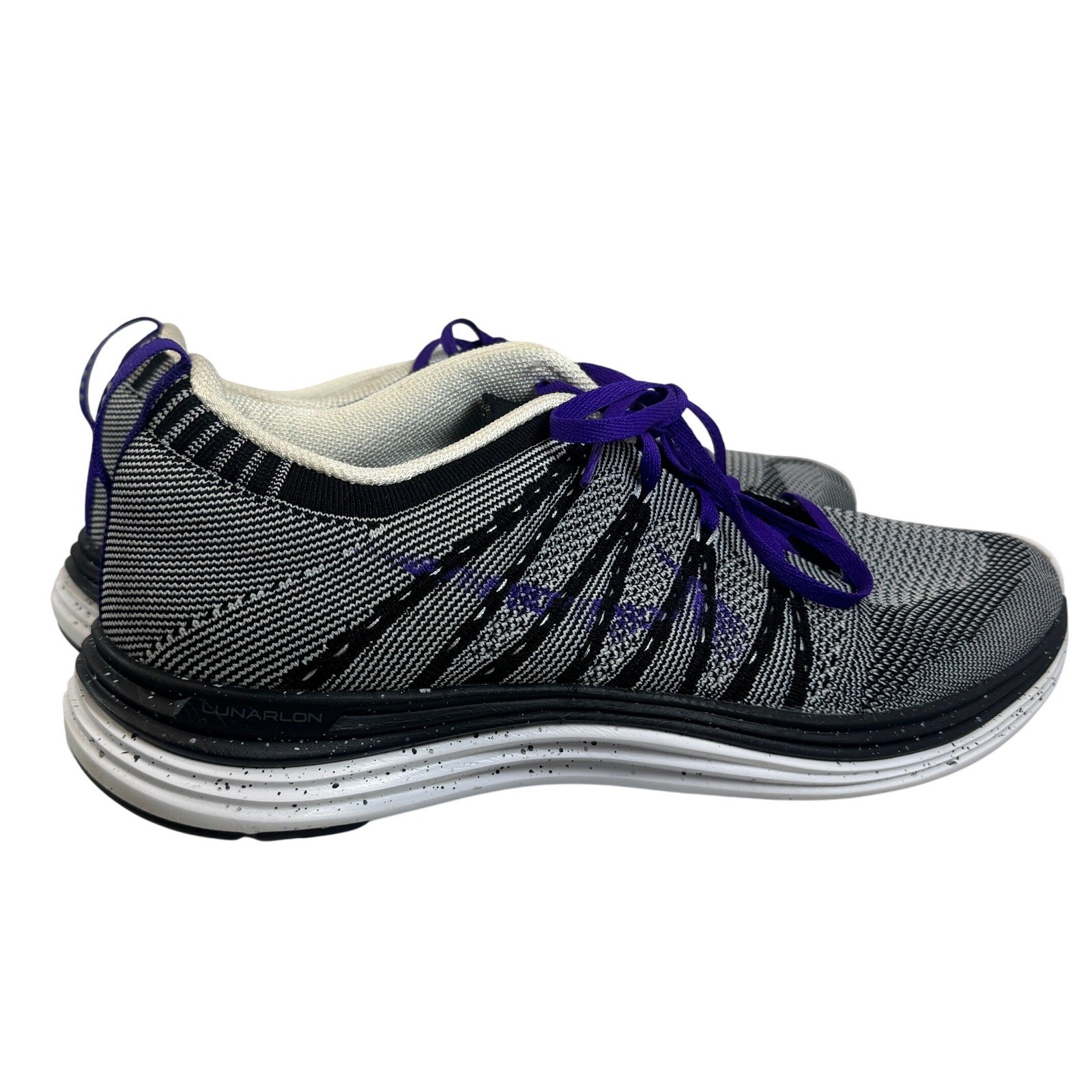 Nike Flyknit Lunar 3 Women’s Running Shoes Black Gray Purple Size 9