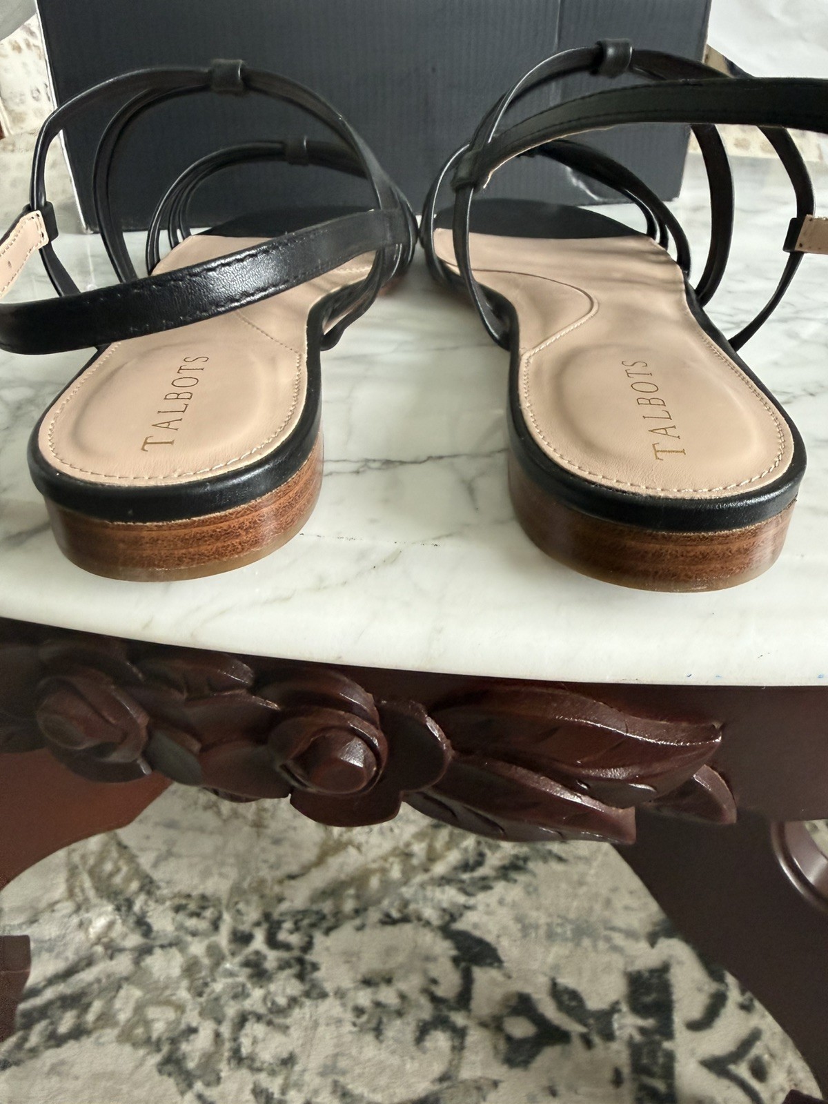 Talbots Aria Cross Black Strap Sandals New In Box