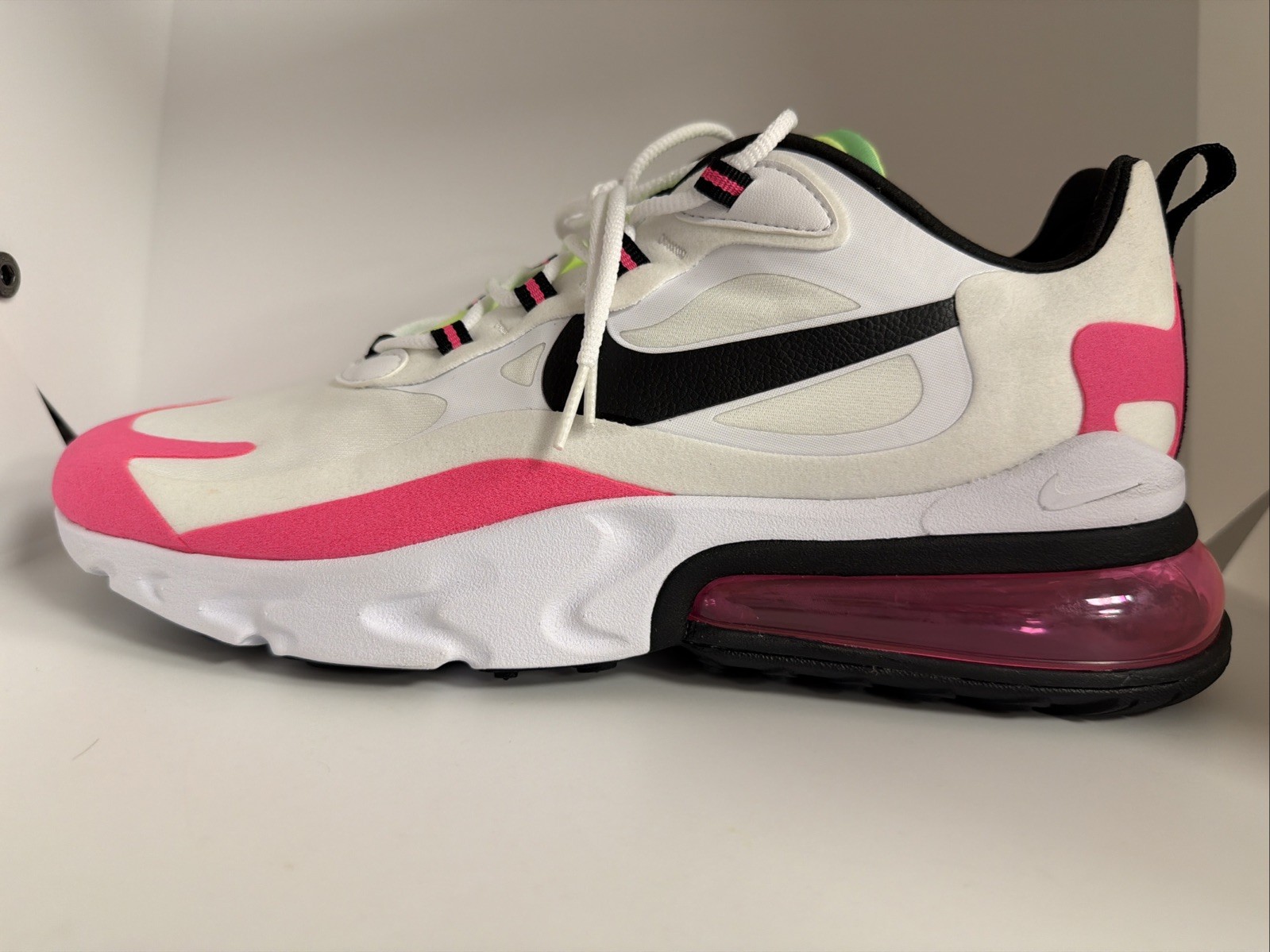 Nike Air Max 270 React Shoes Womens White Pink Black Green CJ0619-101 Size 12