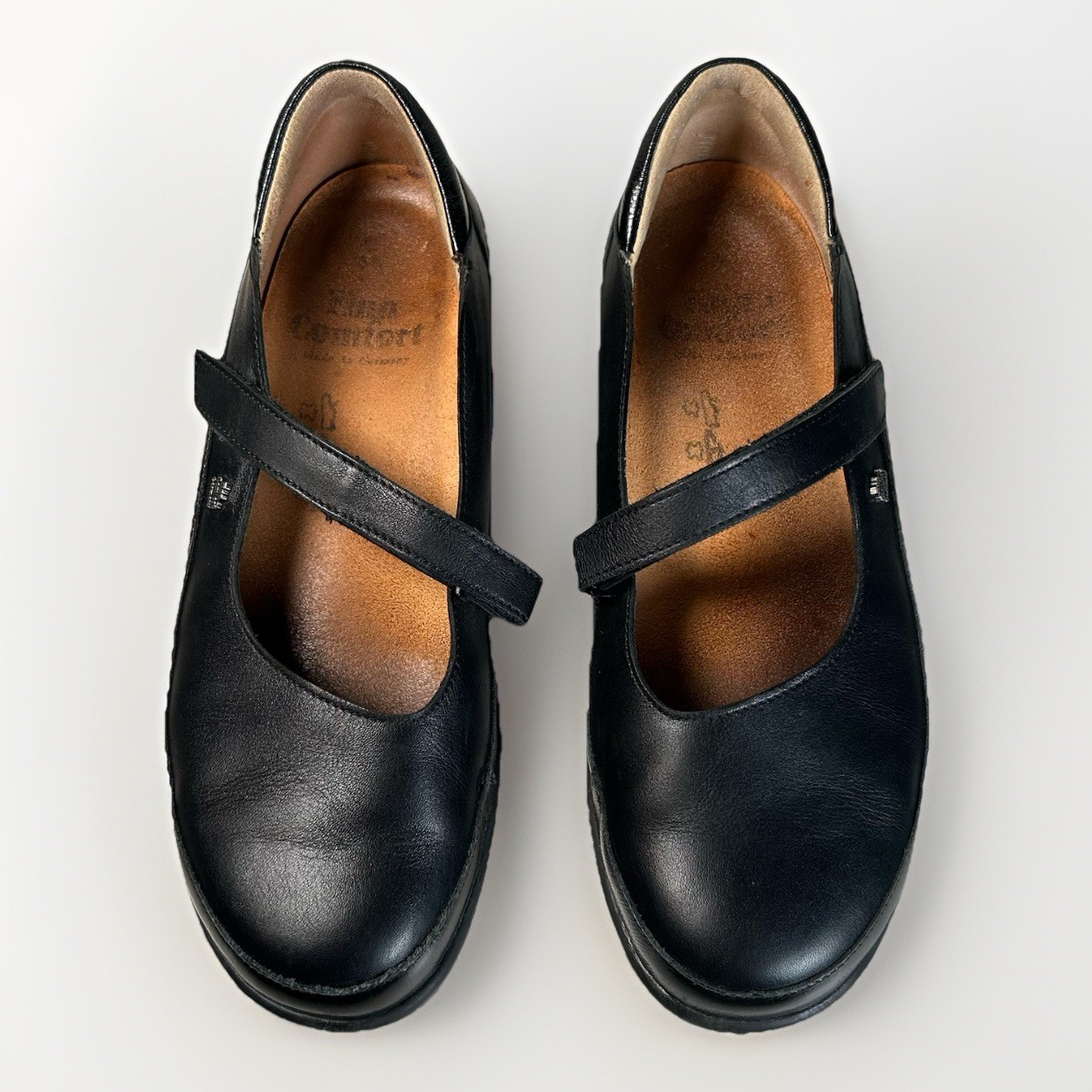 Finn Comfort Black Leather Mary Jane Wedge Shoes Germany Women’s 5.5
