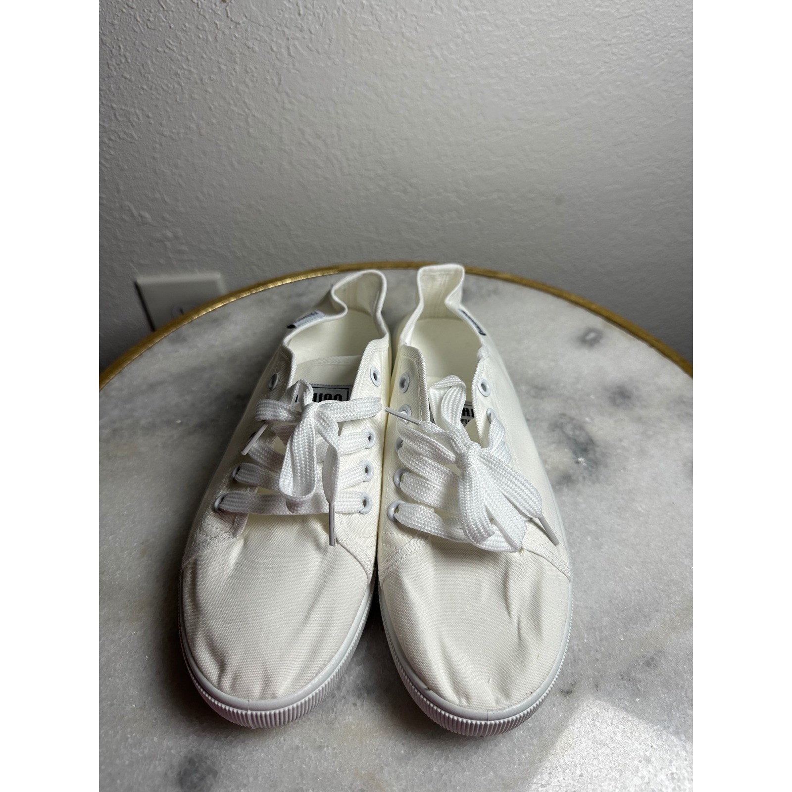 Fashion White Canvas Low Top Lace Up Sneakers Womens Casual Shoes