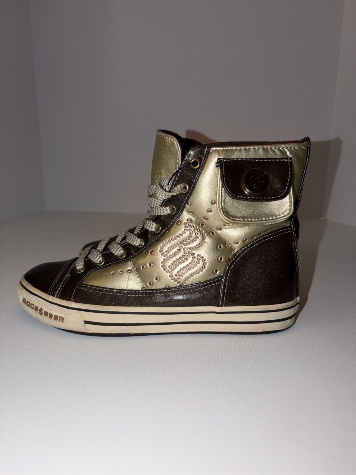 RARE VINTAGE ROCAWEAR «MIXER» WOMANS SZ L8 R7 HIGH TOP SNEAKERS