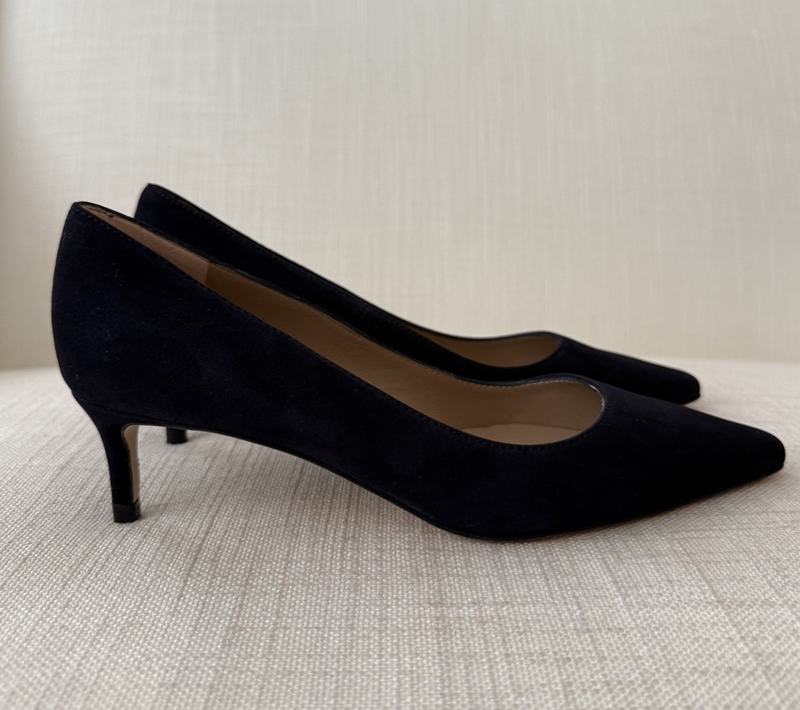 L K Bennett Ava Navy Suede Leather Heels Shoes Size 36 NEW WITH BOX