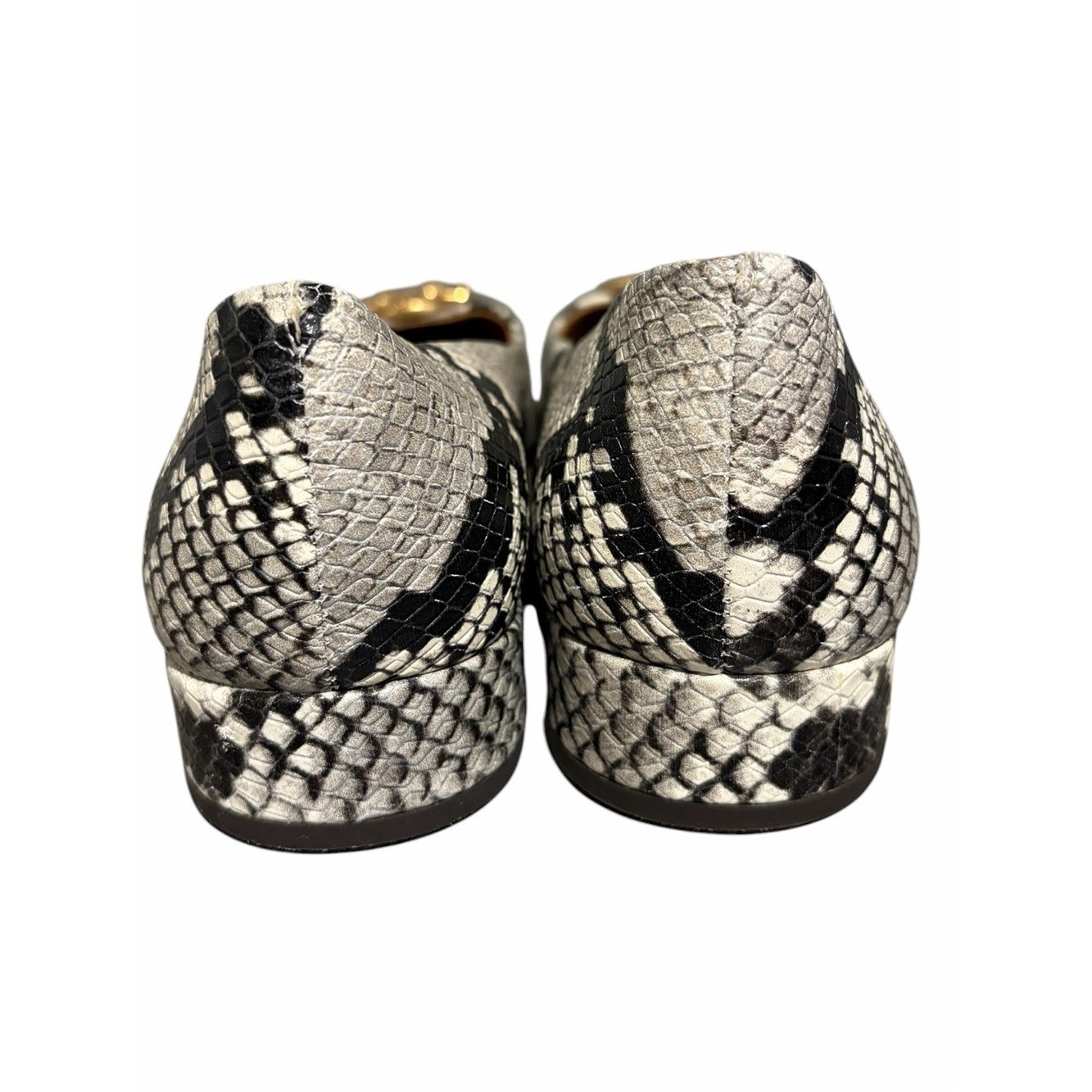 Tory Burch Chelsea Round-Toe Snakeskin-Embossed Leather Pumps.