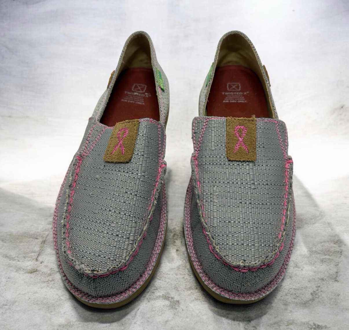 Twisted X Shoes Slip On Women’s 8.5M Eco Friendly Gray Pink Trim