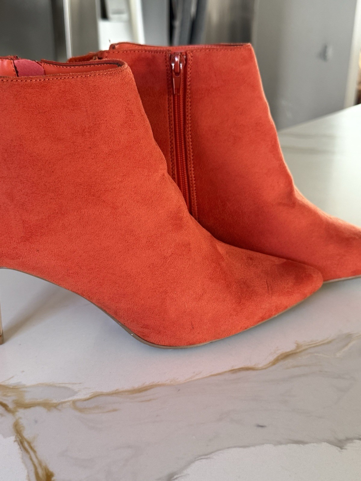 Burnt Orange Booties, Preowed-excellent Condition, Size 11.