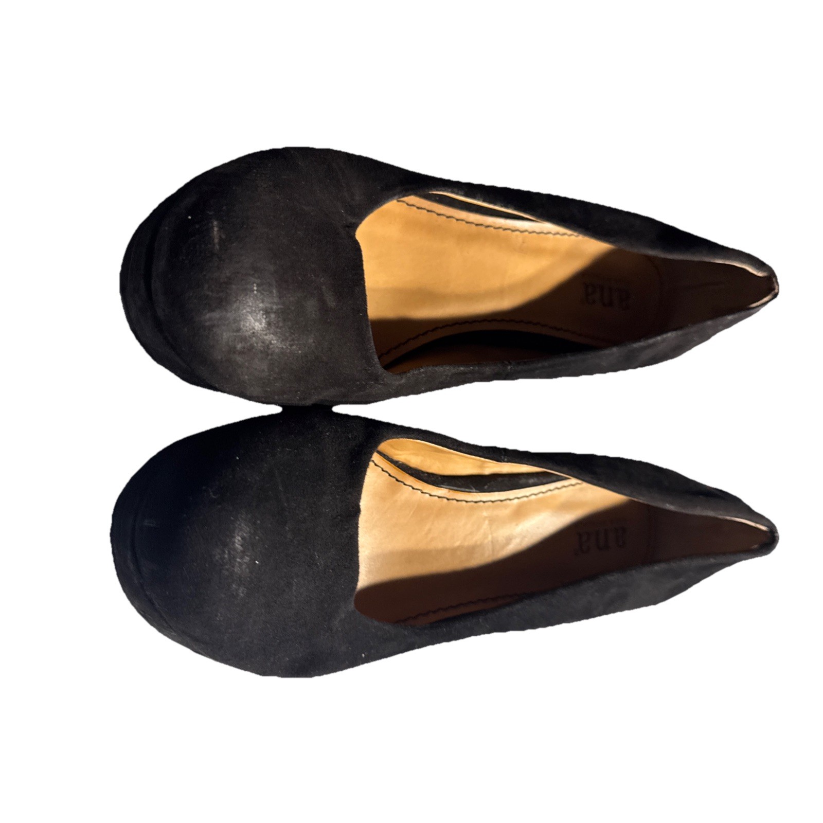 a.n.a Black Faux-Suede Wedge Pump 10 m