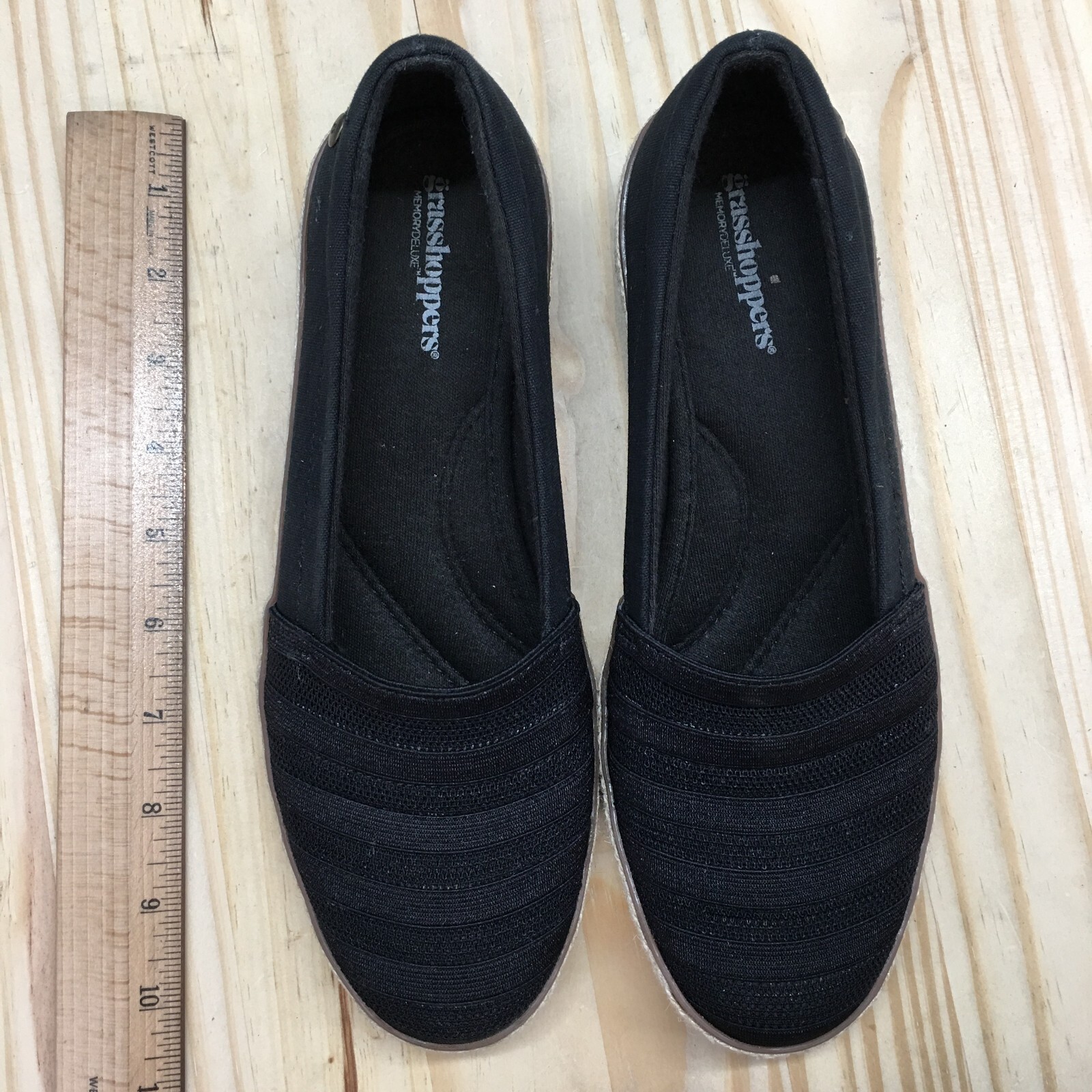 Grasshoppers Shoes Womens 6.5 M Cleo Casual Slip On Wedge Loafer Black Fabric