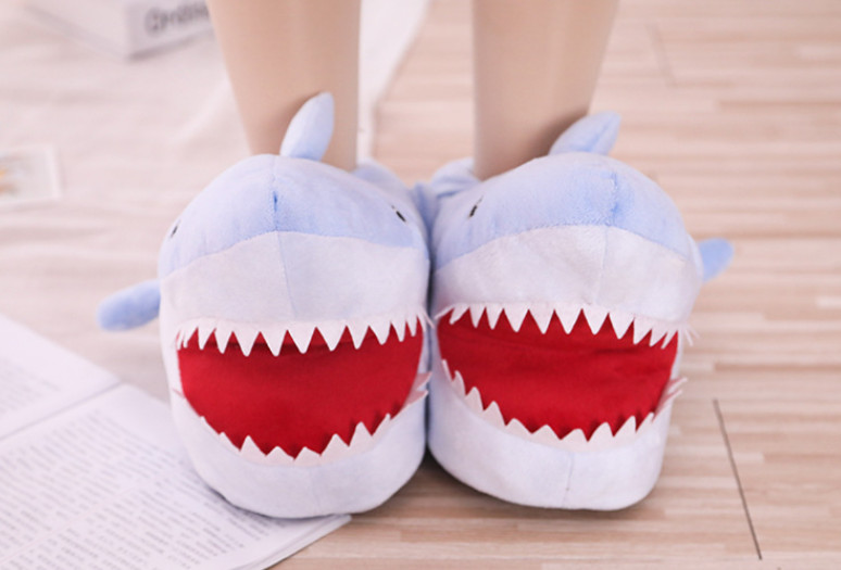 Plush Shark Slippers Soft Cozy And Warmth Slippers Cartoon Cute Couple Slippers