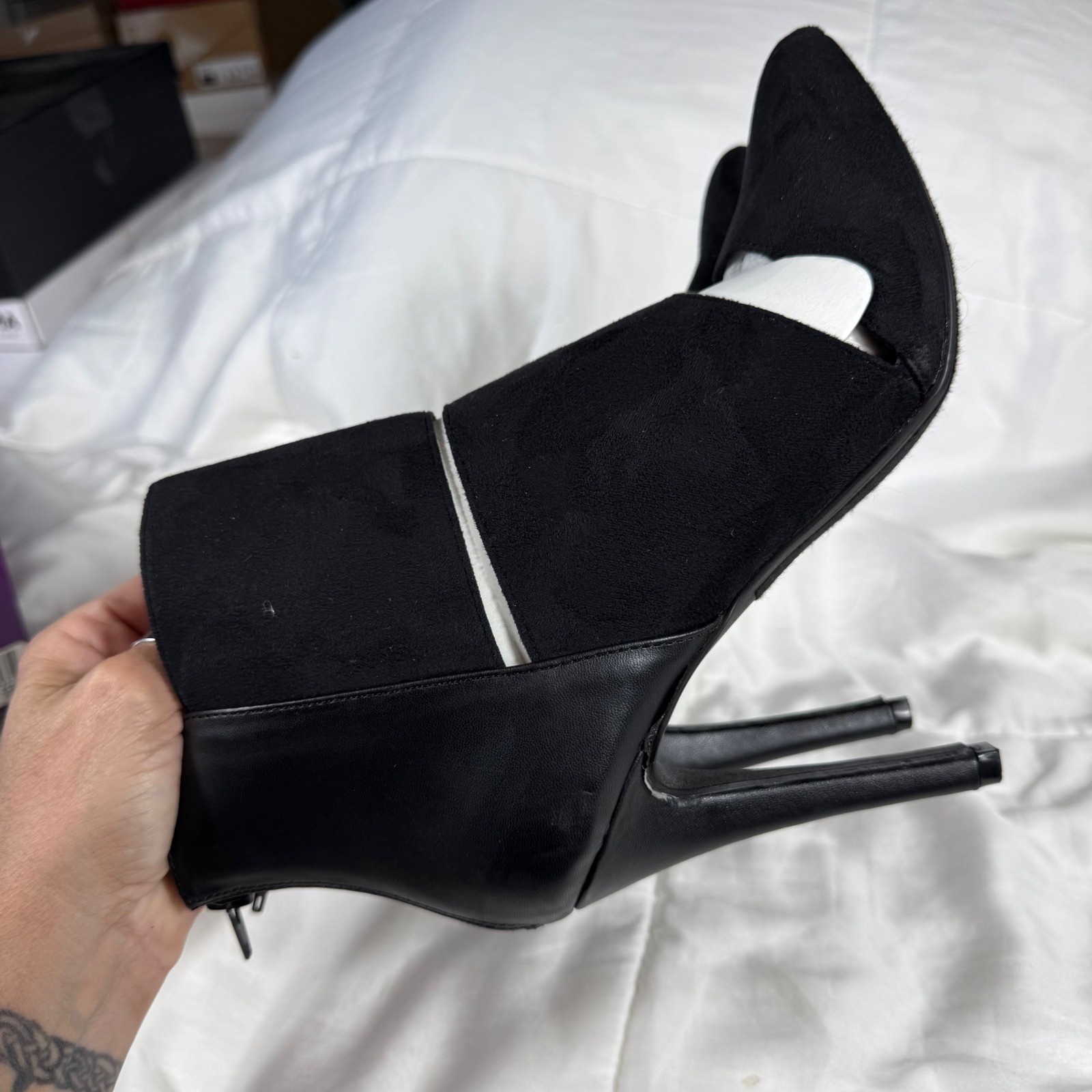 NIB Paprika Ainsley Black Cutout Ankle Boots Stiletto Heel Women’s Size 8.5M