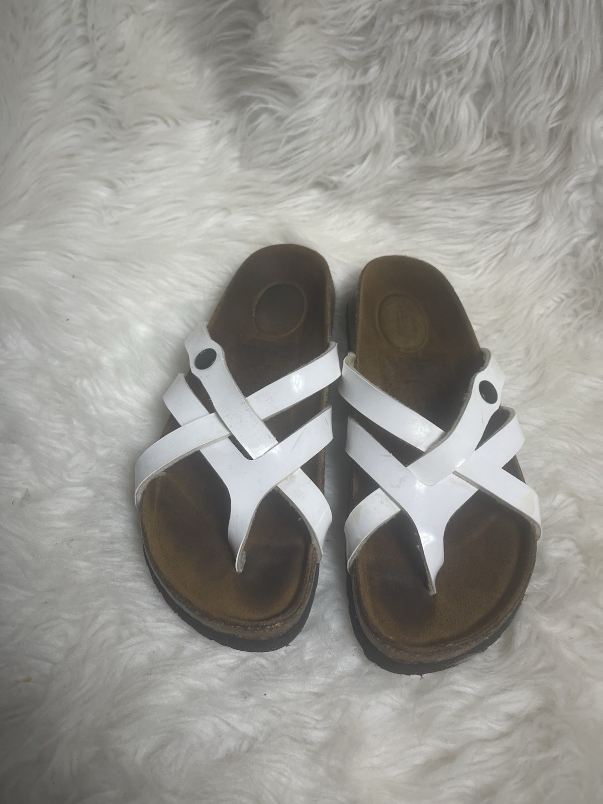 Bertula by Birkenstock white patent strappy slide sandalsEUR SZ36