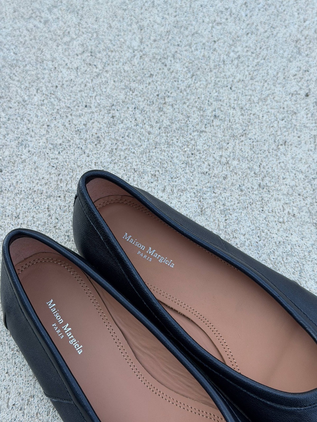 Maison Margiela Tabi Ballerina Flats Black Leather Size 40 EU Authentic