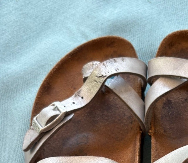 Silver Birkenstock Mayari Birko-Flor Sandals Women’s EU 36/US 5-5 1/2