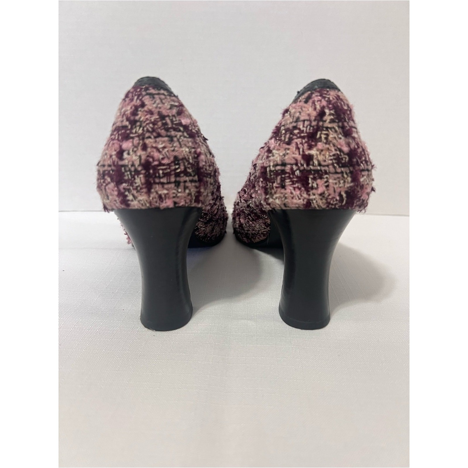 Vintage Mudd Y2K Rockabilly Goth Pink Tweed Mid Heel Pumps Retro Heels Size 9