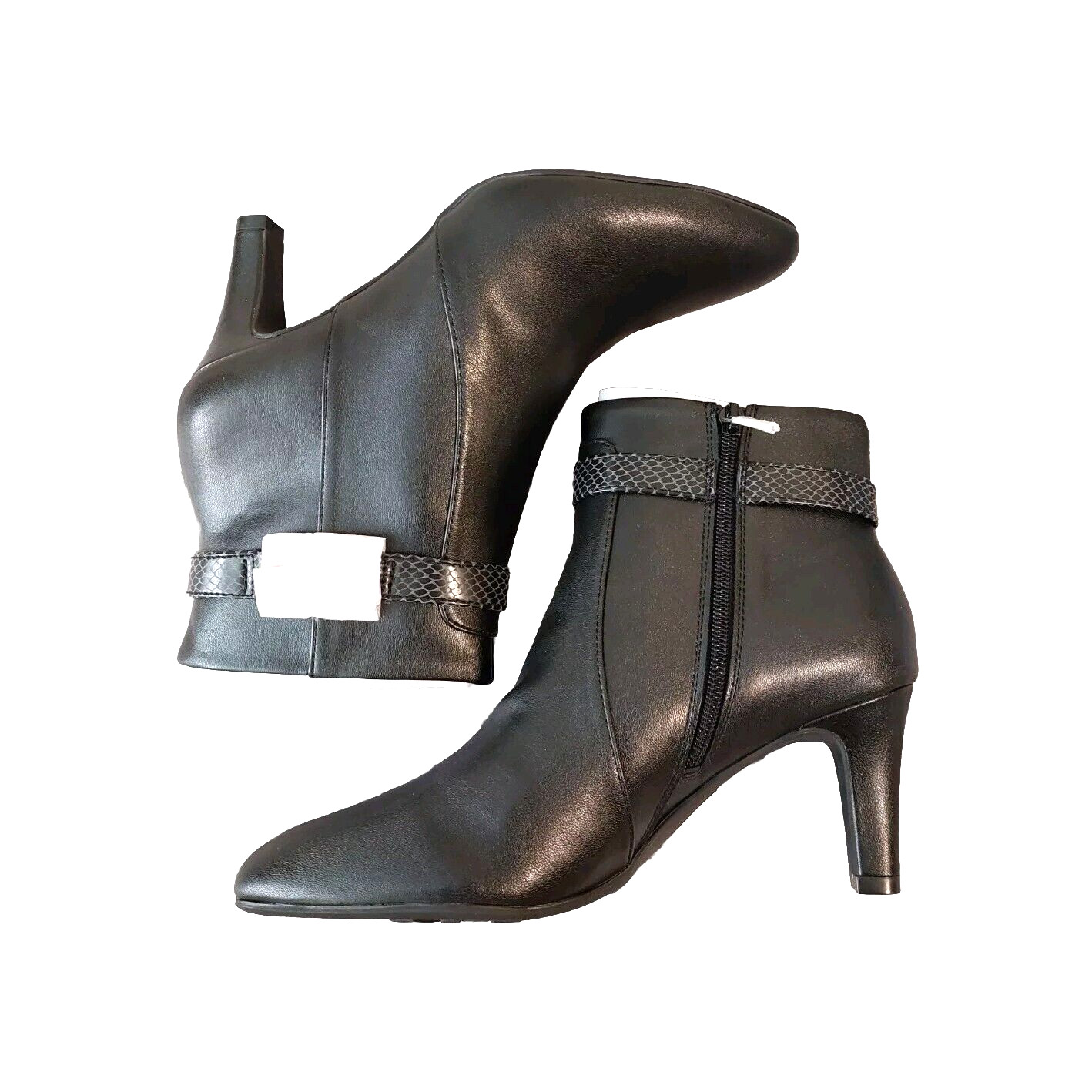 Life Stride Women’s Black Heeled Ankle Boots Support Flex Cushion Sz 9W Man Made