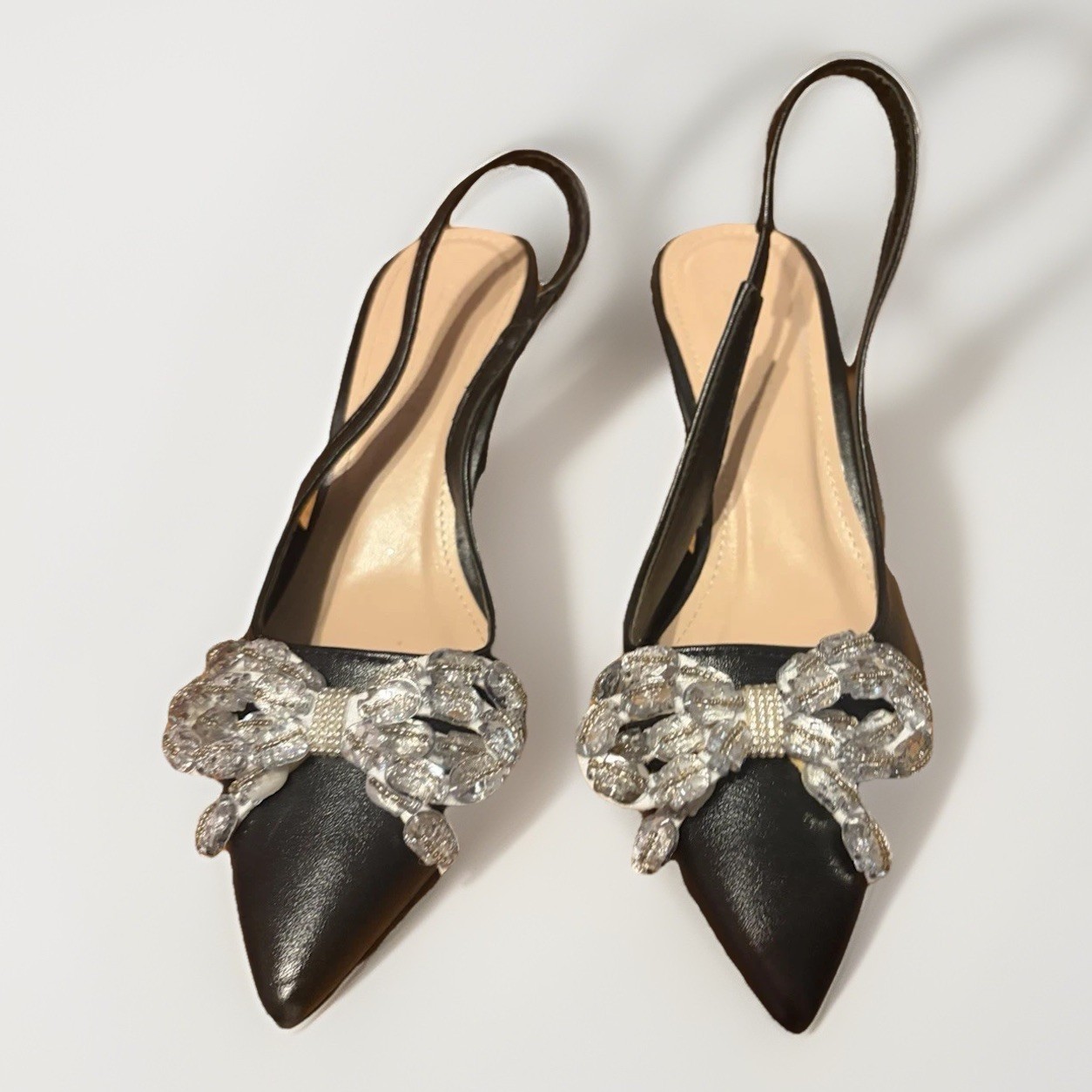 Cindy drella elegant romantic bling Bow Slingback princess rhinestone Size 6.5