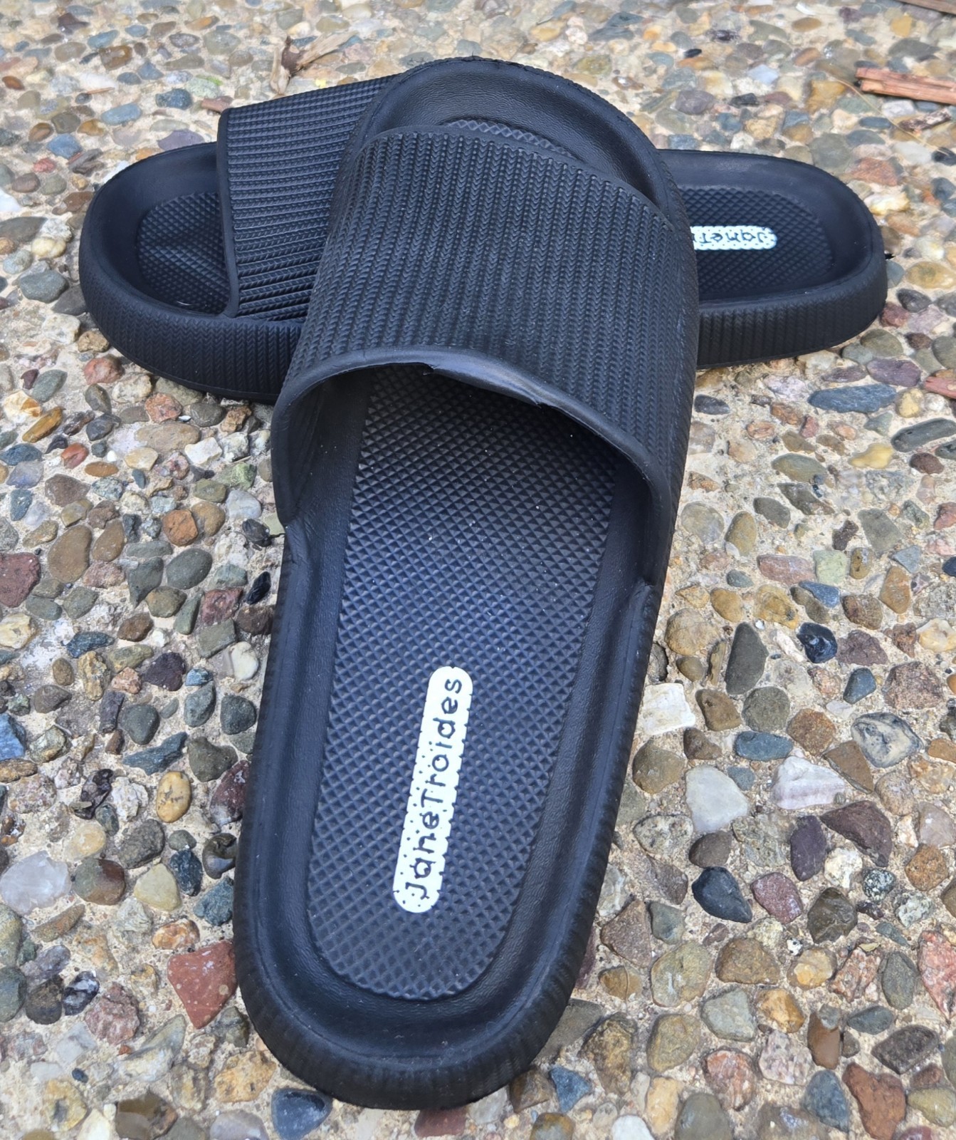 JaneTroides Sandal Slipper Slide Unisex Size 44-45 XXL Soft Sole Black Comfort